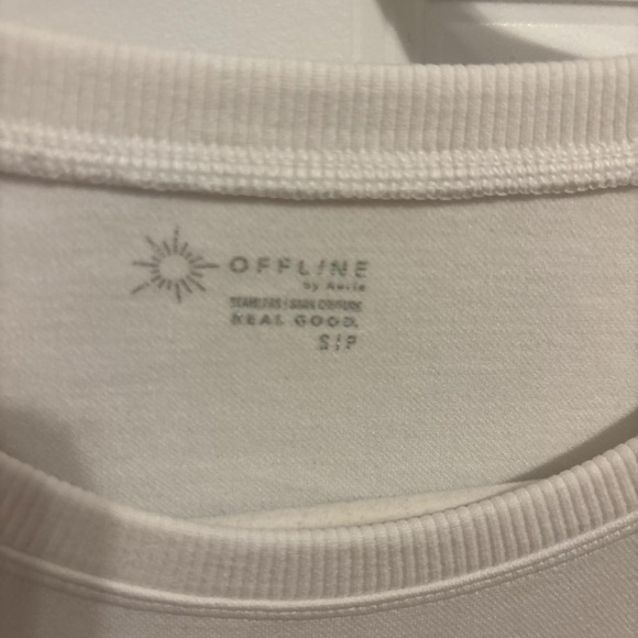 Aerie Essential Cream Crop Top - Picture 2 of 2